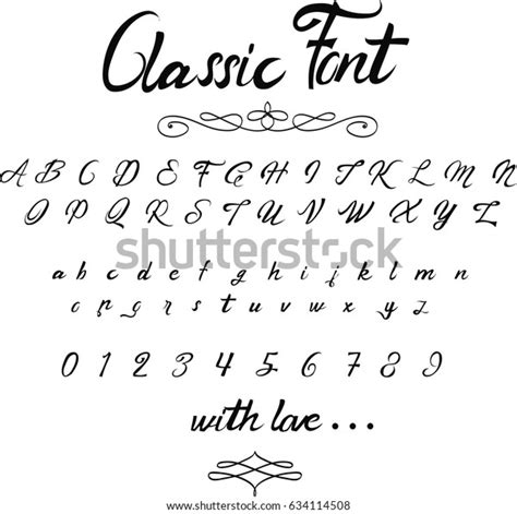 Classic Script Font Vector Font Stock Vector Royalty Free 634114508