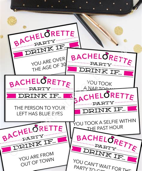 Bachelorette Party Game Drink If Game Printable Etsy