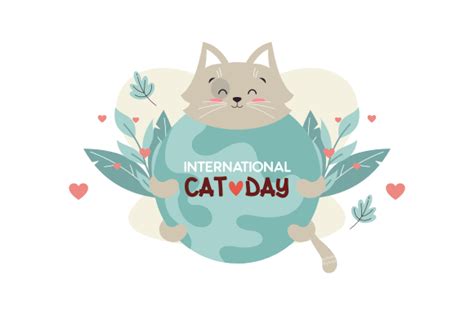 Flat International Cat Day Background Graphic By Deemka Studio