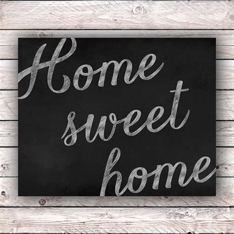 Home Sweet Home Chalkboard Printable Art Print Instant Digital Etsy