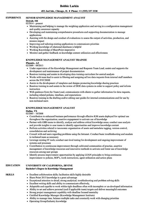 Maybe you would like to learn more about one of these? Knowledge Management Analyst Resume Samples | Velvet Jobs