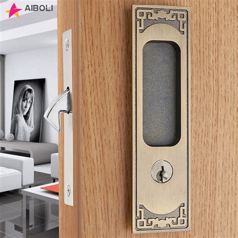 Mute Mortice Sliding Door Lock Hidde Handle Interior Door Pull Lock