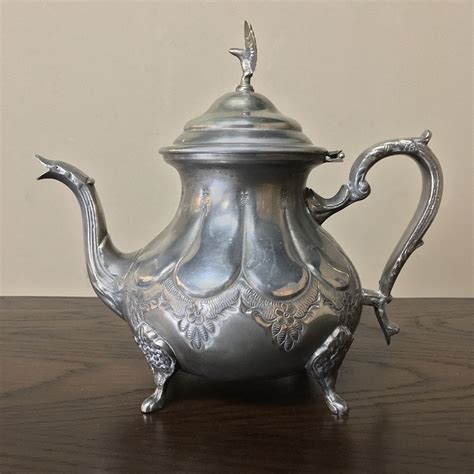 Antique Embossed Silverplate Pewter Teapot Inessa Stewarts Antiques