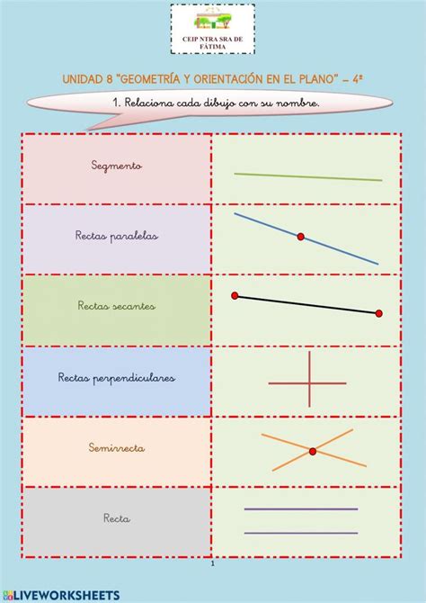 Rectas Semirrectas Y Segmentos Ficha Math Mathematics Education