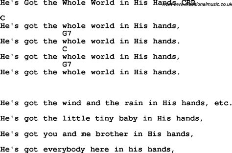 Christian Childrens Song Hes Got The Whole World In His Hands Lyrics