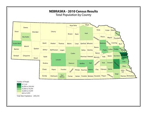 Nebraska County Map 2010 Census 12 Inch By 18 Inch Laminated Poster