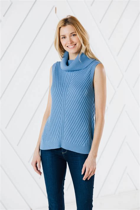 Sleeveless Turtleneck Sweater Two Colors Sail To Sable