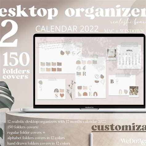 Calendar 2022 Desktop Wallpaper Desktop Wallpaper Organizer Etsy