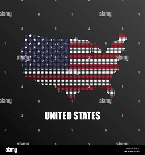 Vector Illustration Of Abstract Halftone Map Of Usa Made Of Square