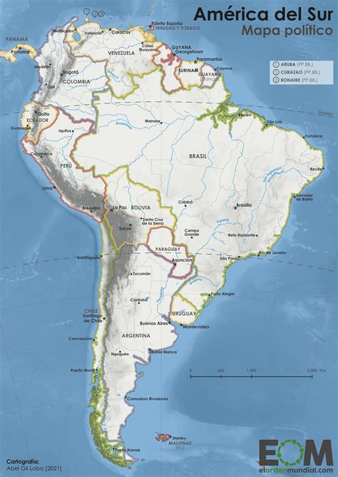 🥇 【 Mapa Físico De América Del Sur 】 ️