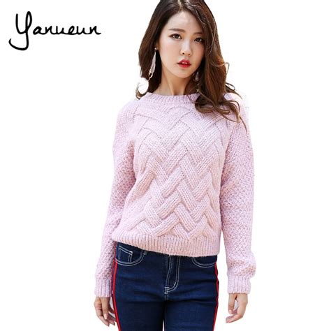 Yanueun Korean Fashion 2017 New O Neck Pullover Sweater Thick Knitting