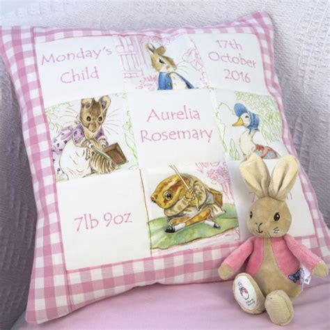 beatrix potter© memory cushion pink tuppenny house designs