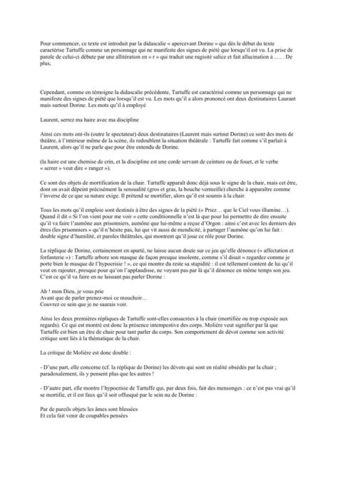 Analyse linéaire Tartuffe Acte 3 scène 2