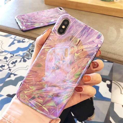 Dream Violet Glossy Phone Case For Iphone X Case Fashion Vintage Ice