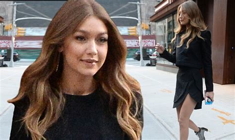 Gigi Hadid Struts Around In Her Signature Silver Shoe With Sexy Little Black Dress Daily Mail