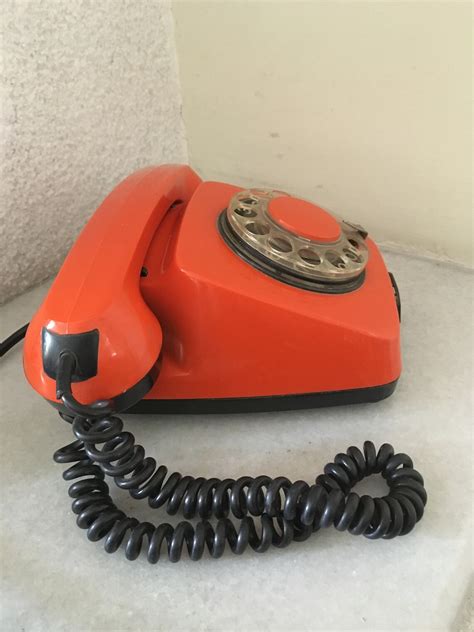 Rotary Telephone Memorabilia Plastic 1980s Orange Red Etsy