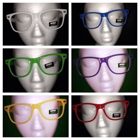 Colored Nerd Glasses White Green Purple Blue Red Yellow And Black