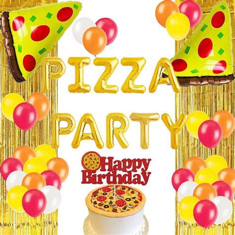 Vetwo Pizza Party Decorations Gold Pizza Time Party
