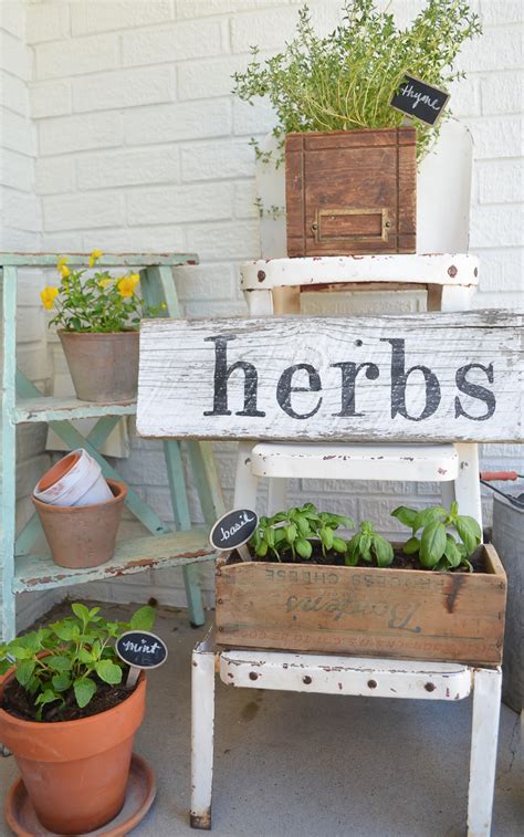 Diy Herb Garden With Vintage Boxes