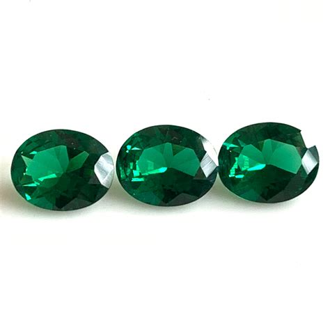 3 Pcs 8x10mm Lab Emerald Faceted Oval Cut Gemstone Loose Lab Etsy