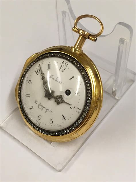 Antique Circa 1700s 18ct Solid Gold And Diamonds Verge Fusee Pocket Watch