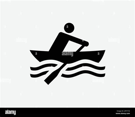 Rowboat Icon Rowing Row Boat Kayak Rower Sport Vector Black White
