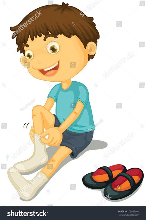 Illustration Of A Boy Putting On Shoes Ad Aff Boyillustration