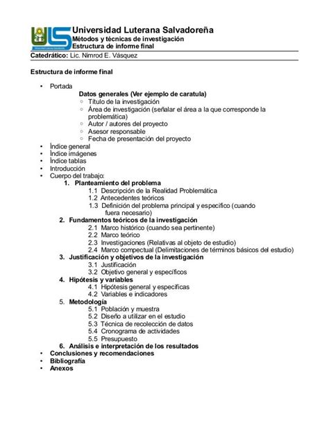 Uls Estructura Del Informe Final