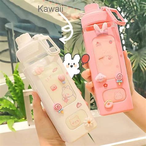 Cute Kawaii Water Bottle Aesthetic Water Bottle Large Etsy