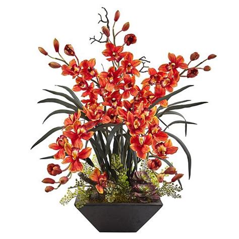 Nearly Natural Cymbidium Orchid Silk Artificial Floral Arrangement