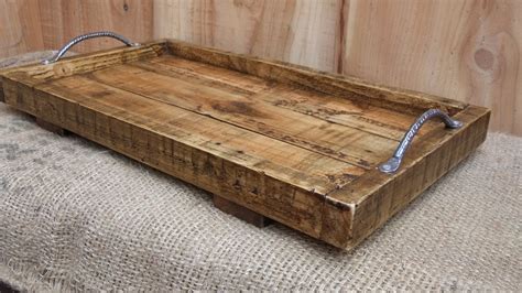Large Rustic Serving Tray Wooden Tray Made From Reclaimed