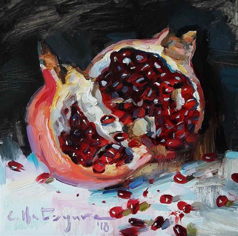 Daily Paintworks Original Fine Art Elena Katsyura Pomegranate Art