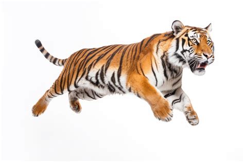 Premium Photo Large Tiger Jumping Isolated On White