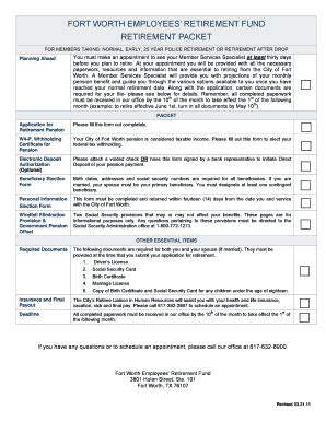 Fillable Online Retirement Packet Coversheet Fax Email Print Pdffiller