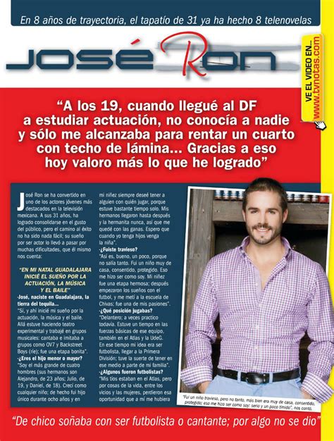 New Novelas Entrevista De José Ron Para La Revista Tv Notas