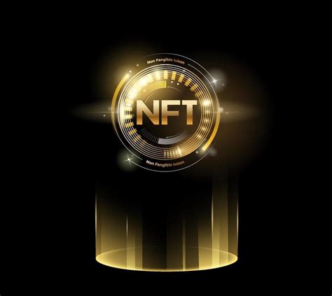 Nft Non Fungible Tokens With Glitter Effect In Golden Style Vector