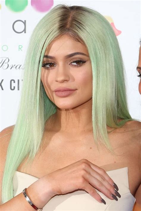 Kylie Jenner Debuts Mint Green Hair After Walking In Kanye Wests