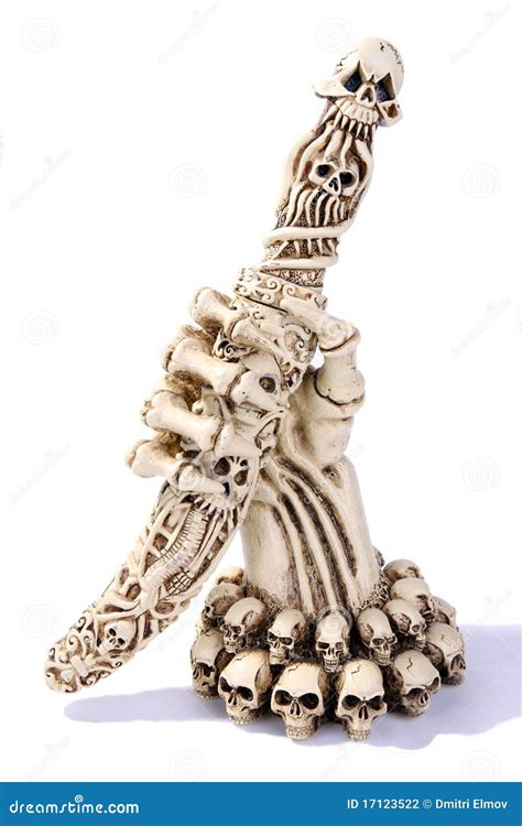 Ivory Skeleton Hand With A Paper Knife Isolated On Stock Photography