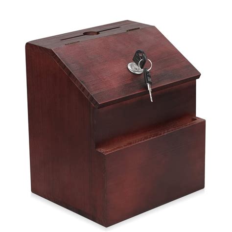 Buy Flexzion Wooden Lockable Suggestion Box With Key Lock Lid Red