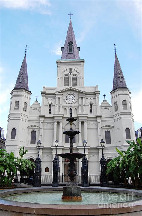 St Louis Cathedral And Fountain Jackson Square French Quarter New