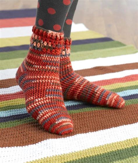 Crochet Pattern Of Socks In Several Sizes And Material