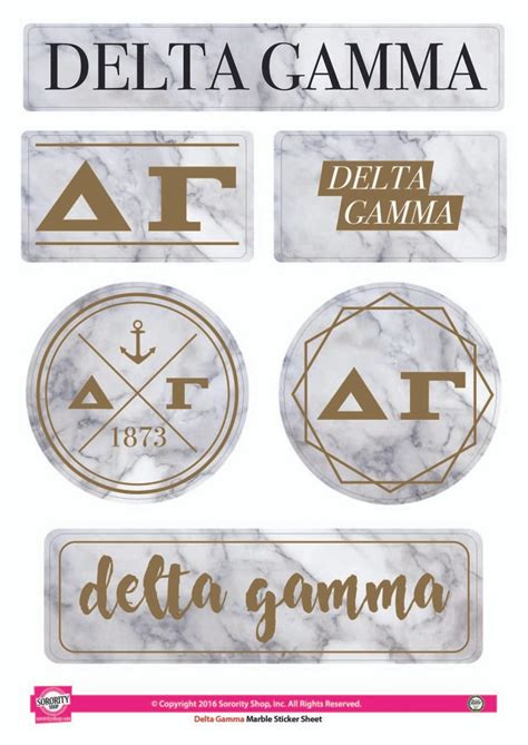 Delta Gamma Sorority Stickers Marble Brothers And Sisters Greek Store