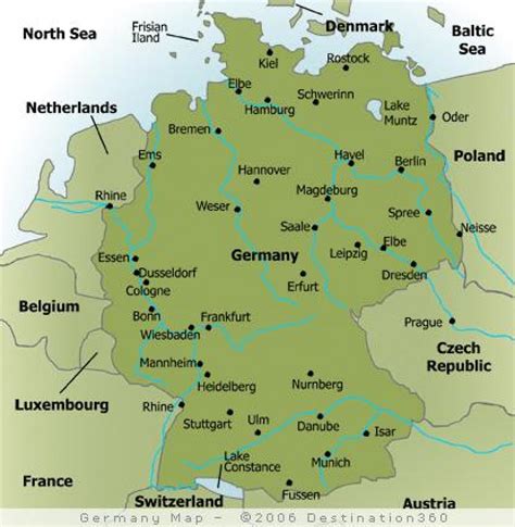 خريطة المدن الألمانية المدن الرئيسية والعاصمة الألمانية