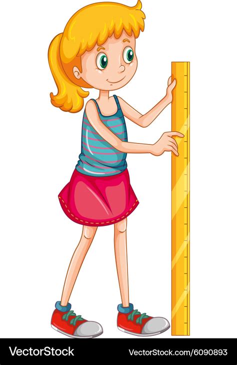 Girl Measuring Height With A Ruler Royalty Free Vector Image