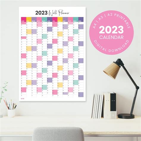 2023 Wall Calendar Printable Year Planner Digital Calendar Etsy Australia