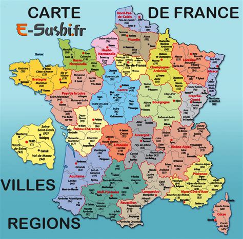 Liste, cartes et informations pratiques sur les régions et les départements français 2021. Carte de France Vacances - Arts et Voyages