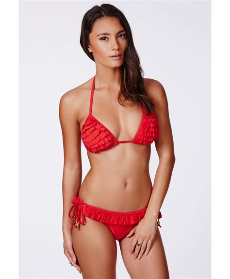 Missguided Vasara Red Ruffle Bikini In Red Lyst
