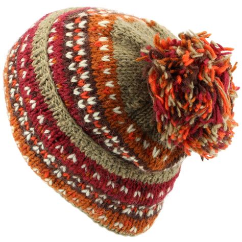 Chunky Wool Knit Beanie Bobble Hat Men Ladies Warm Winter Slouch Baggy Lined Ebay