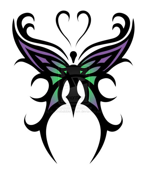 Cool Purple Green Tribal Butterfly Tattoo Sketch Tribal Butterfly