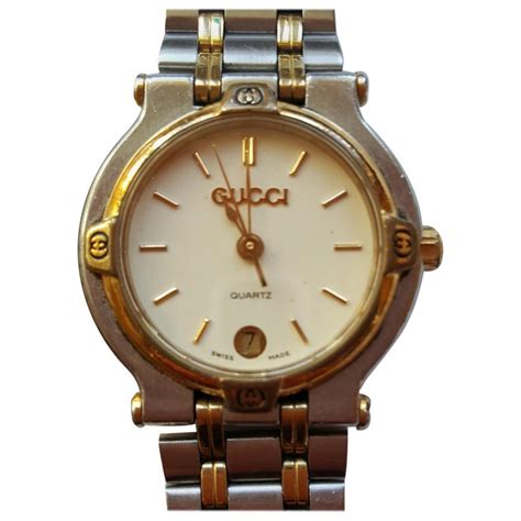 Ladies Vintage Gucci 9000l Watch Stainless Steel With Gold Plating